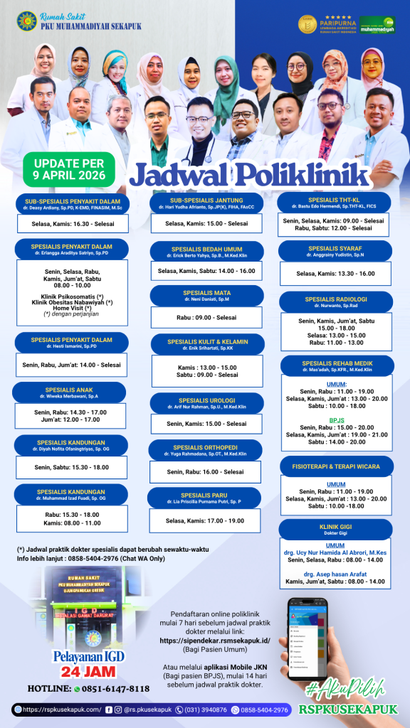 Jadwal Poliklinik Per 9 April 2026